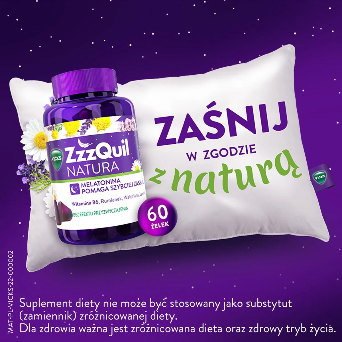 ZzzQuil Natura suplement diety, 60 żelków