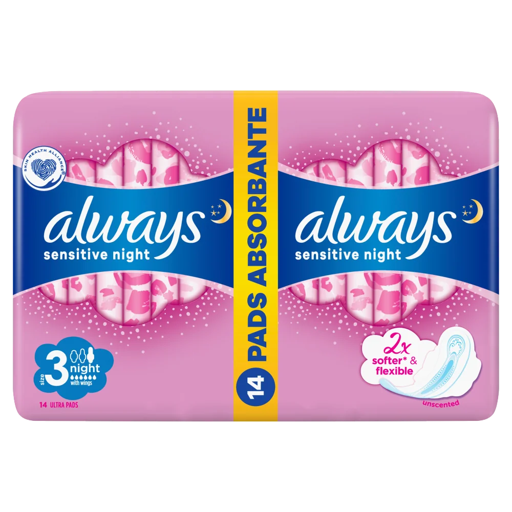 Always Ultra Night Sensitive podpaski ze skrzydełkami na noc, 2 x 7 szt.