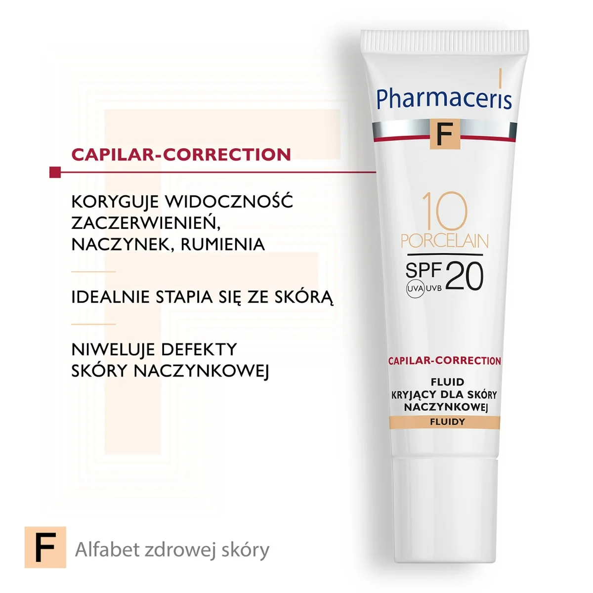 Pharmaceris F Capilar-Correction, fluid kryjący do skóry naczynkowej 10 Porcelain SPF 20, 30 ml