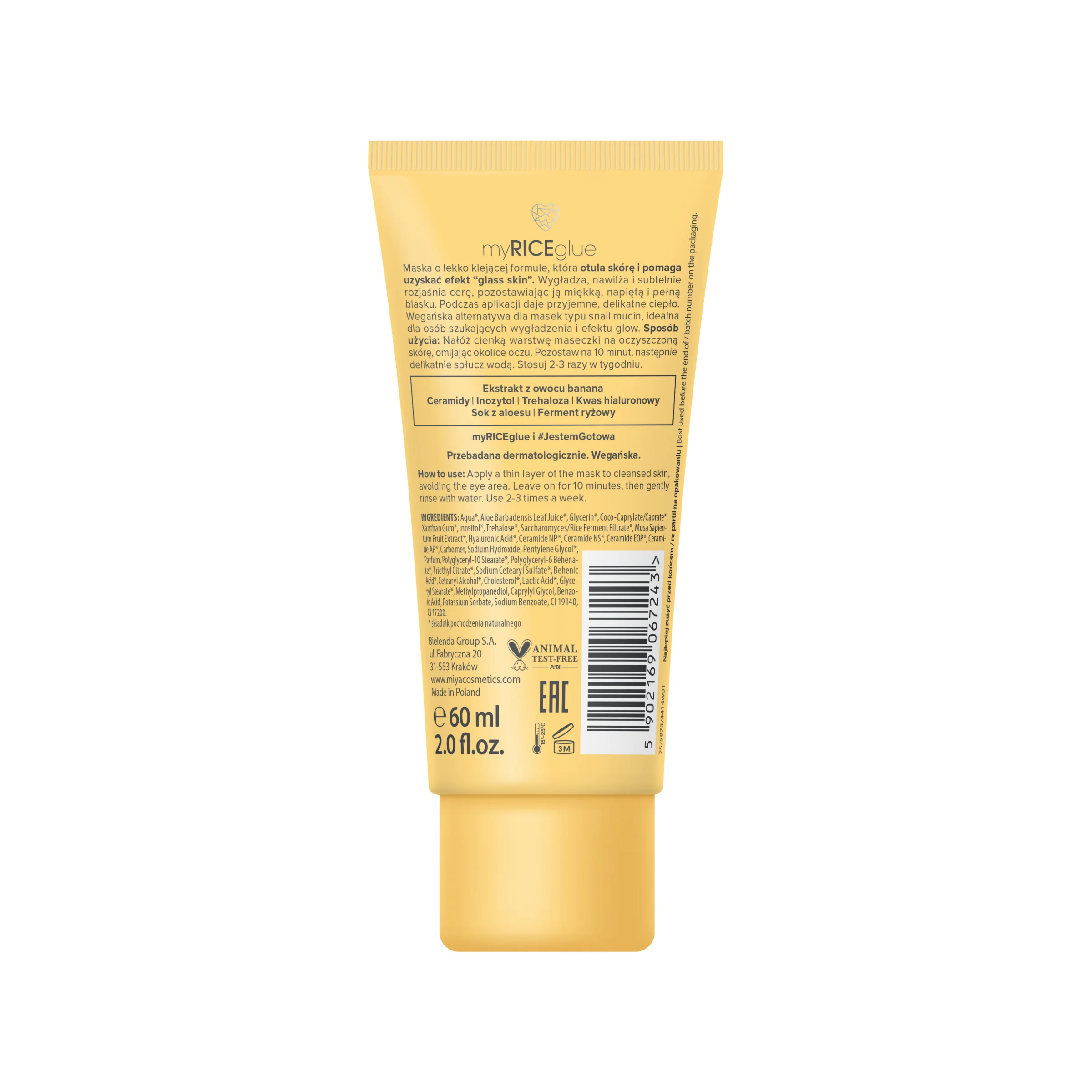 Miya myRICEglue maseczka do twarzy z efektem glow booster, 60 ml