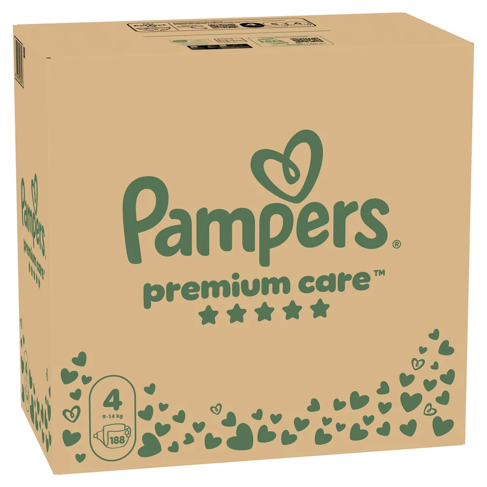 Pampers Premium Care 4 pieluchy, rozmiar 4, 9-14 kg, 188 sztuk
