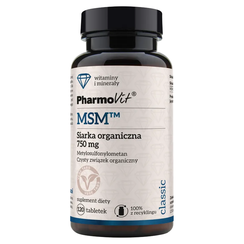 MSM Siarka Organiczna Pharmovit, suplement diety, 120 tabletek