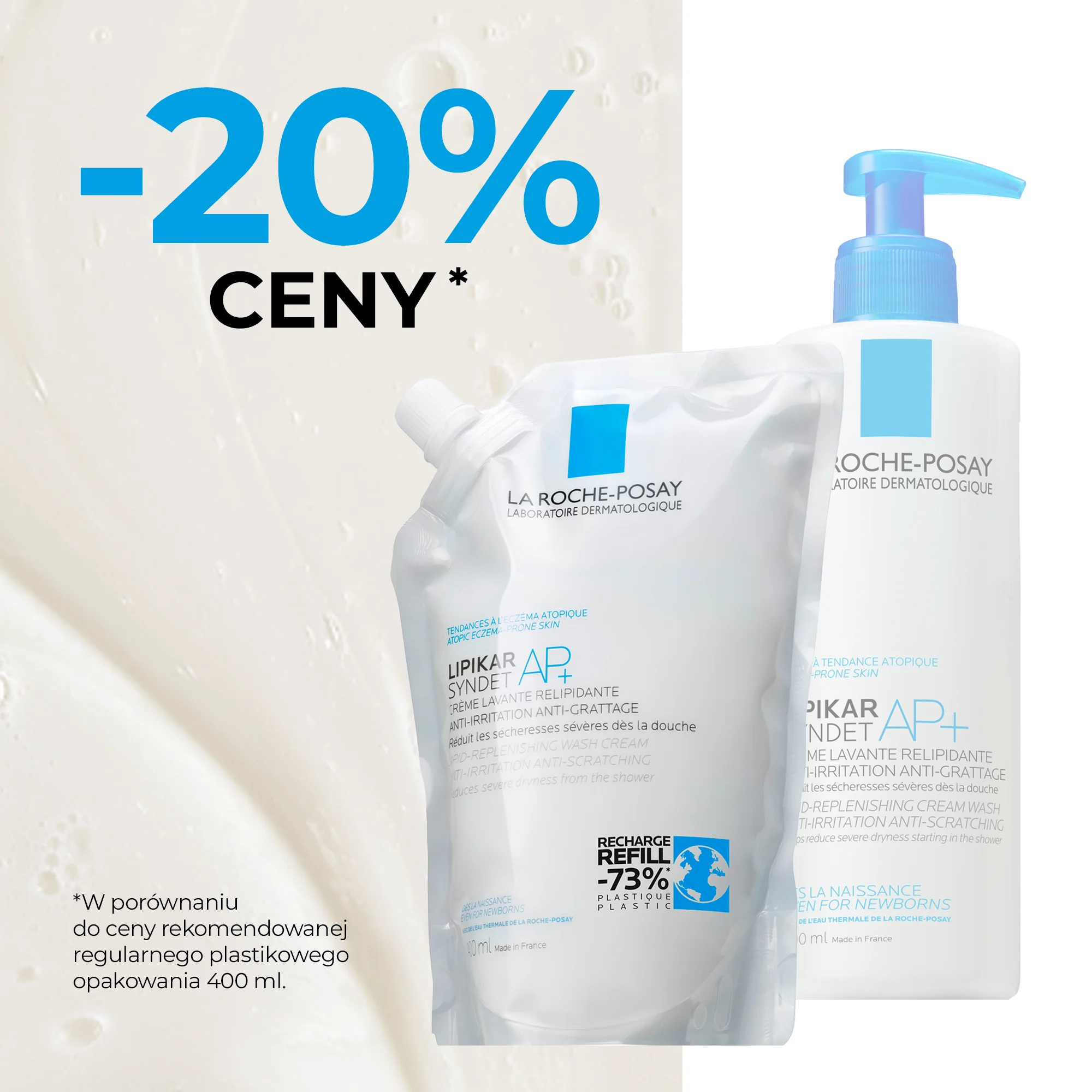 La Roche-Posay Lipikar Syndet AP+ krem myjący (refill), 400 ml