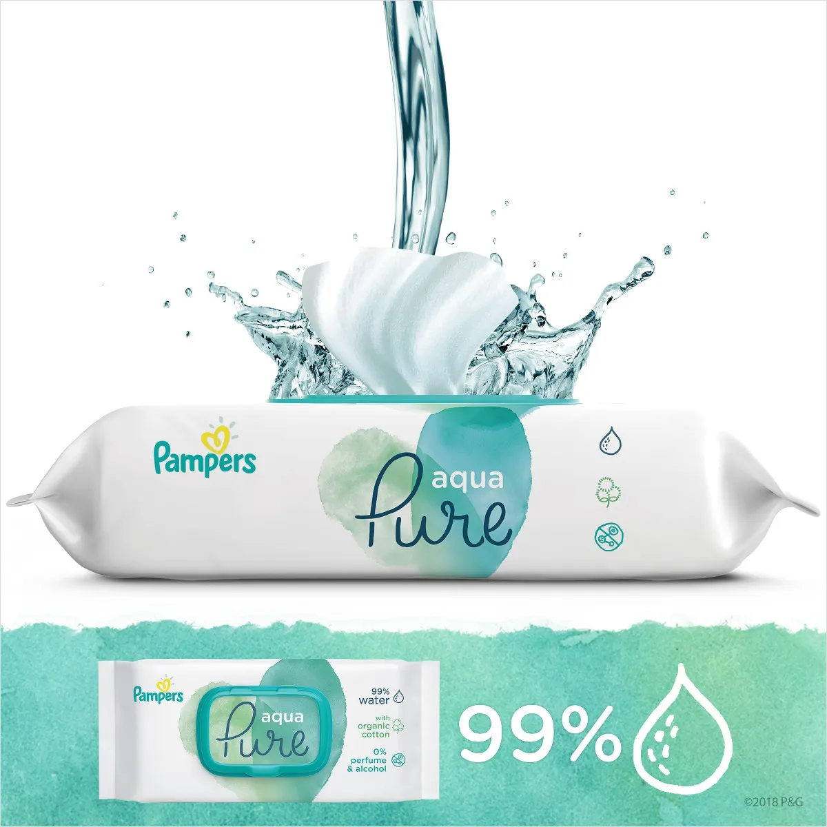 Pampers Aqua Pure, chusteczki nawilżane, 9x48 sztuki 