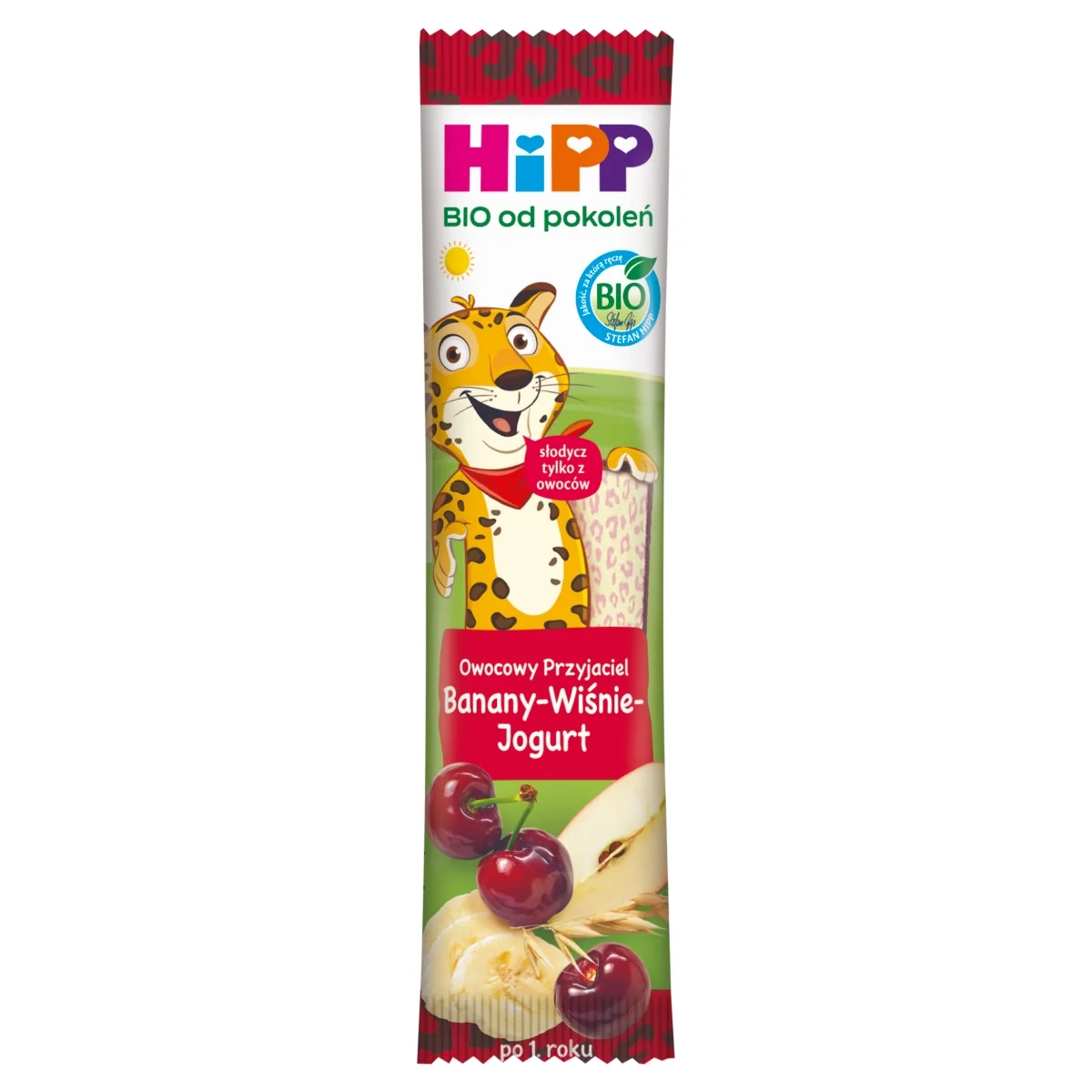 HiPP BIO od pokoleń batonik owocowy banany-wiśnie-jogurt, po 1. roku, 23 g