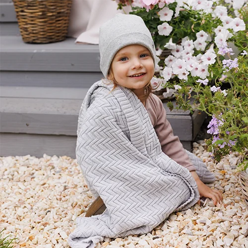 Babyono kocyk dzianinowy bawełniany szary, 1 sztuka