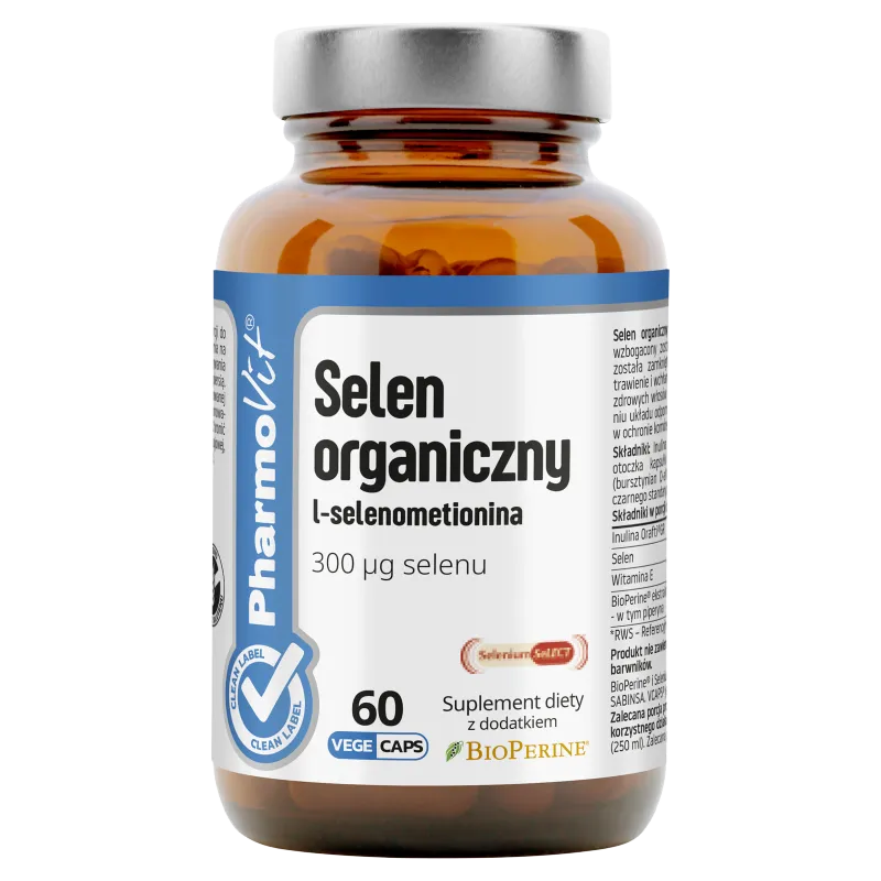 Pharmovit Selen organiczny L-selenometionina 300 µg, suplement diety, 60 kapsułek