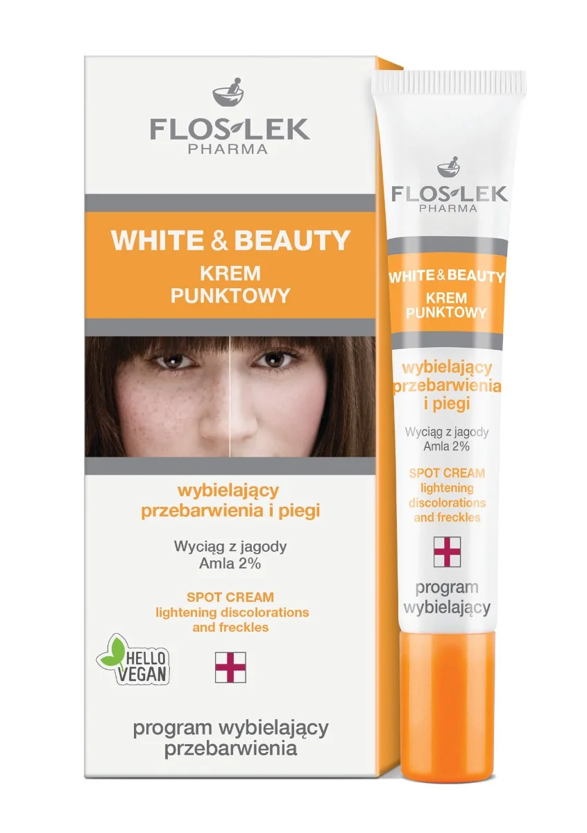 Floslek White and Beauty krem punktowy wybielający przebarwienia i piegi, 20 ml