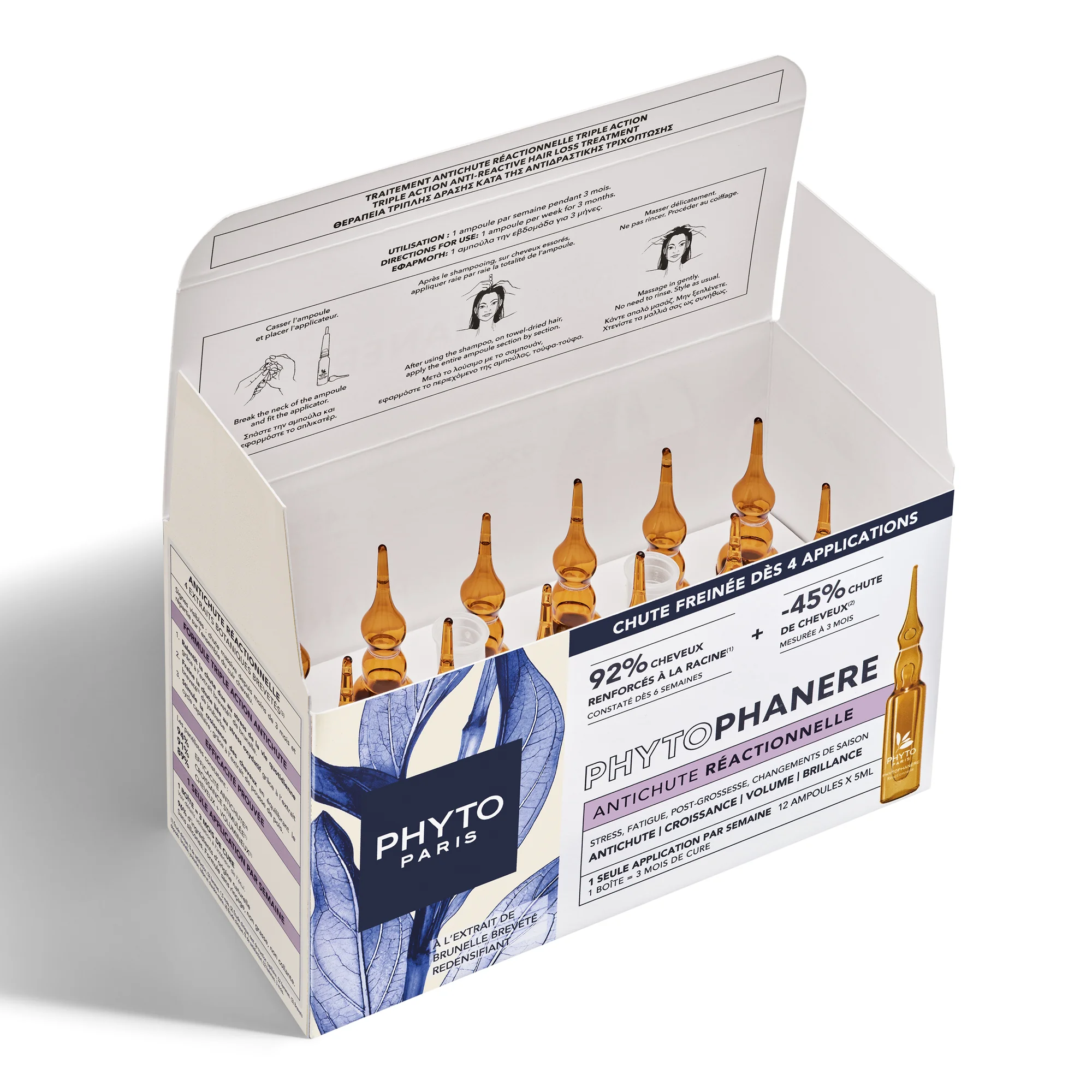 Phyto Phytophanere przeciw reakcyjnemu wypadaniu włosów, 12 ampułek x 5 ml