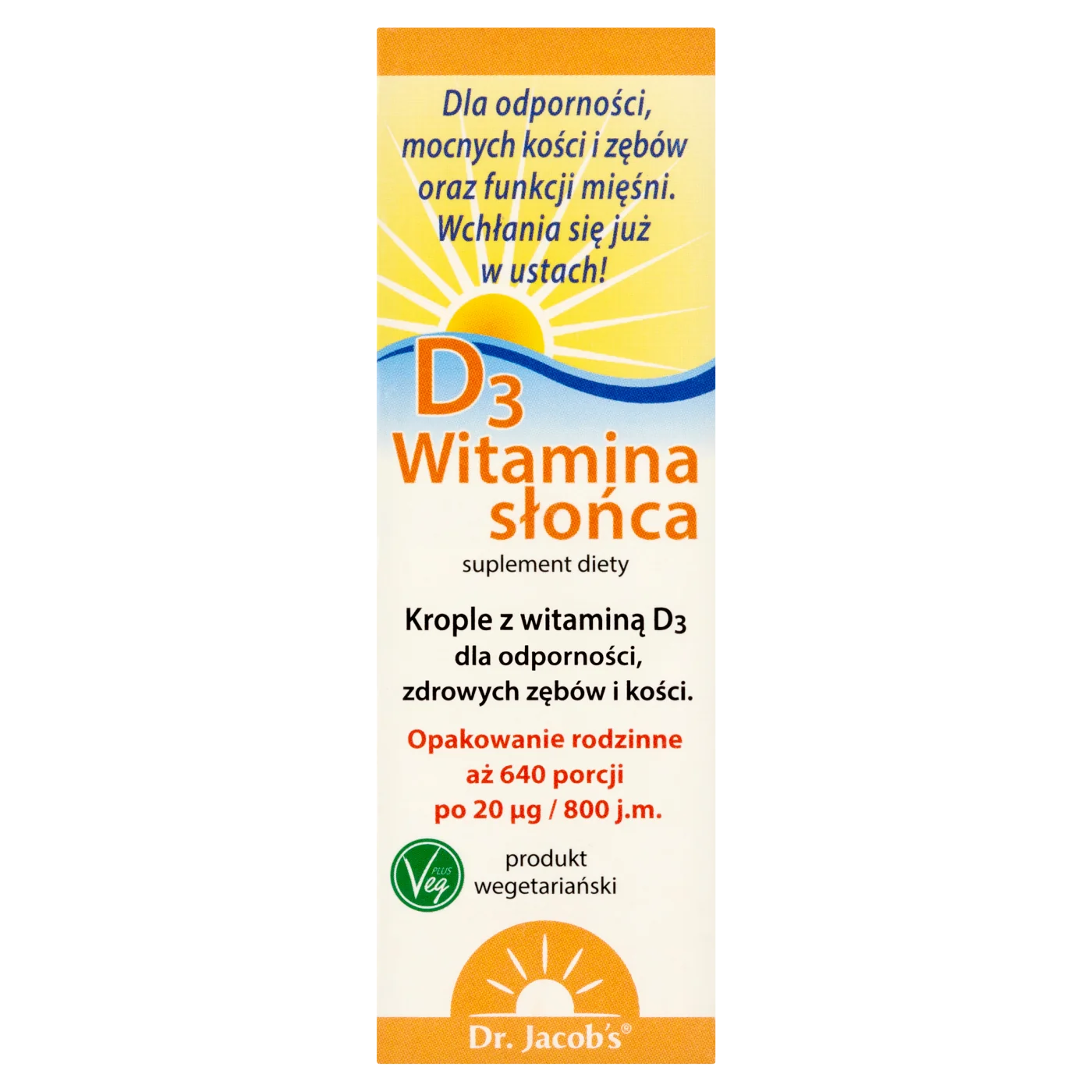Dr. Jacob's Witamina Słońca D3 krople, 20 ml