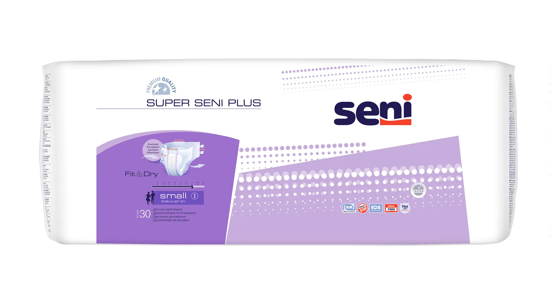 Seni Super Plus, pieluchomajtki zapinane na rzepy, small 55-80 cm, 30 sztuk