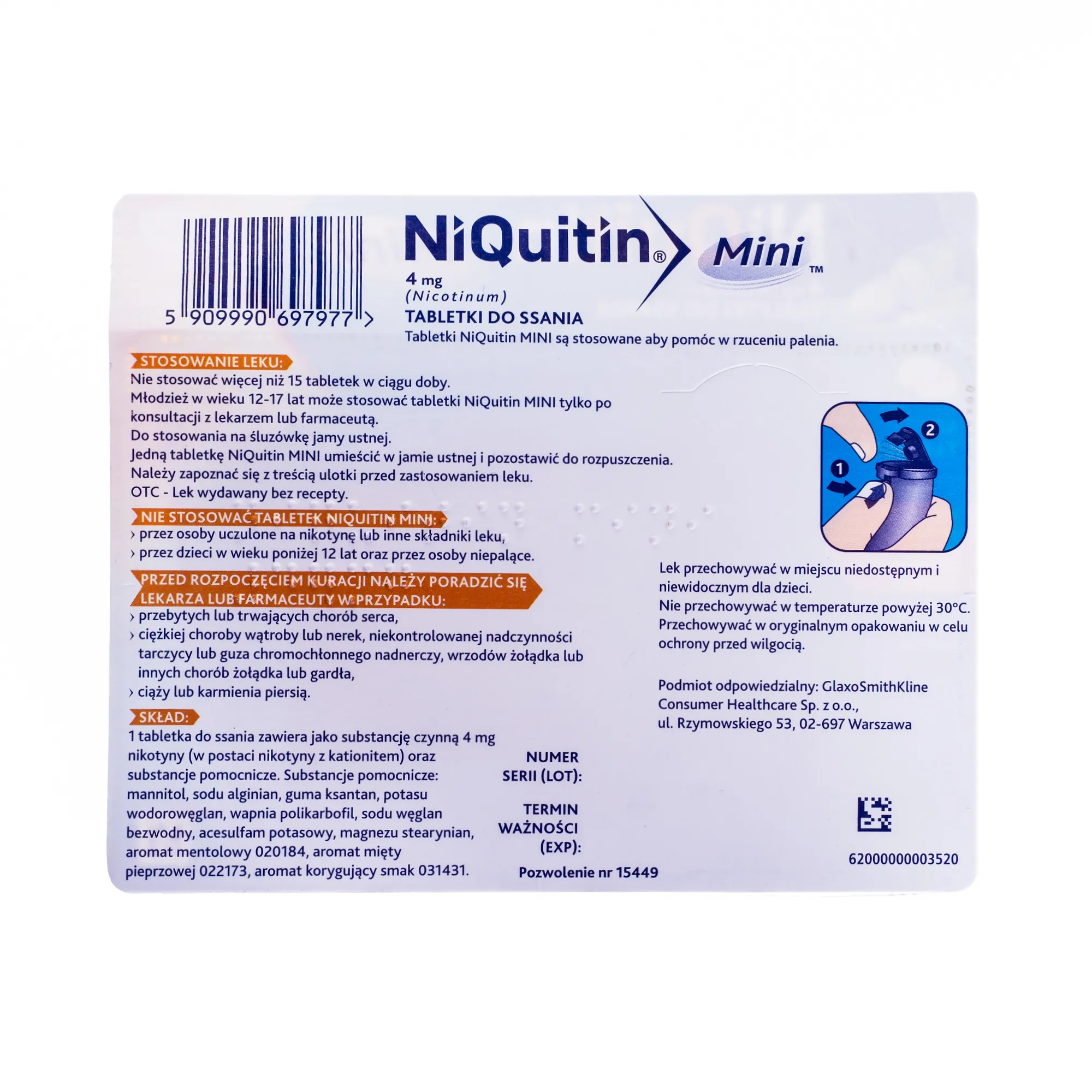 Niquitin Mini, 4 mg, 60 tabletek do ssania 
