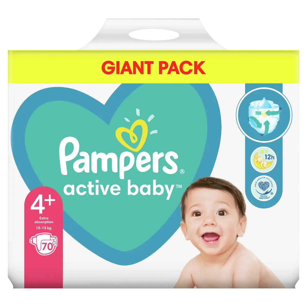 Pampers Active Baby, pieluchy, rozmiar 4+, 10-15 kg, 70 sztuk