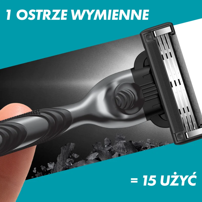 Gillette Mach3 Charcoal ostrza wymienne do maszynki do golenia dla mężczyzn, 8 szt.