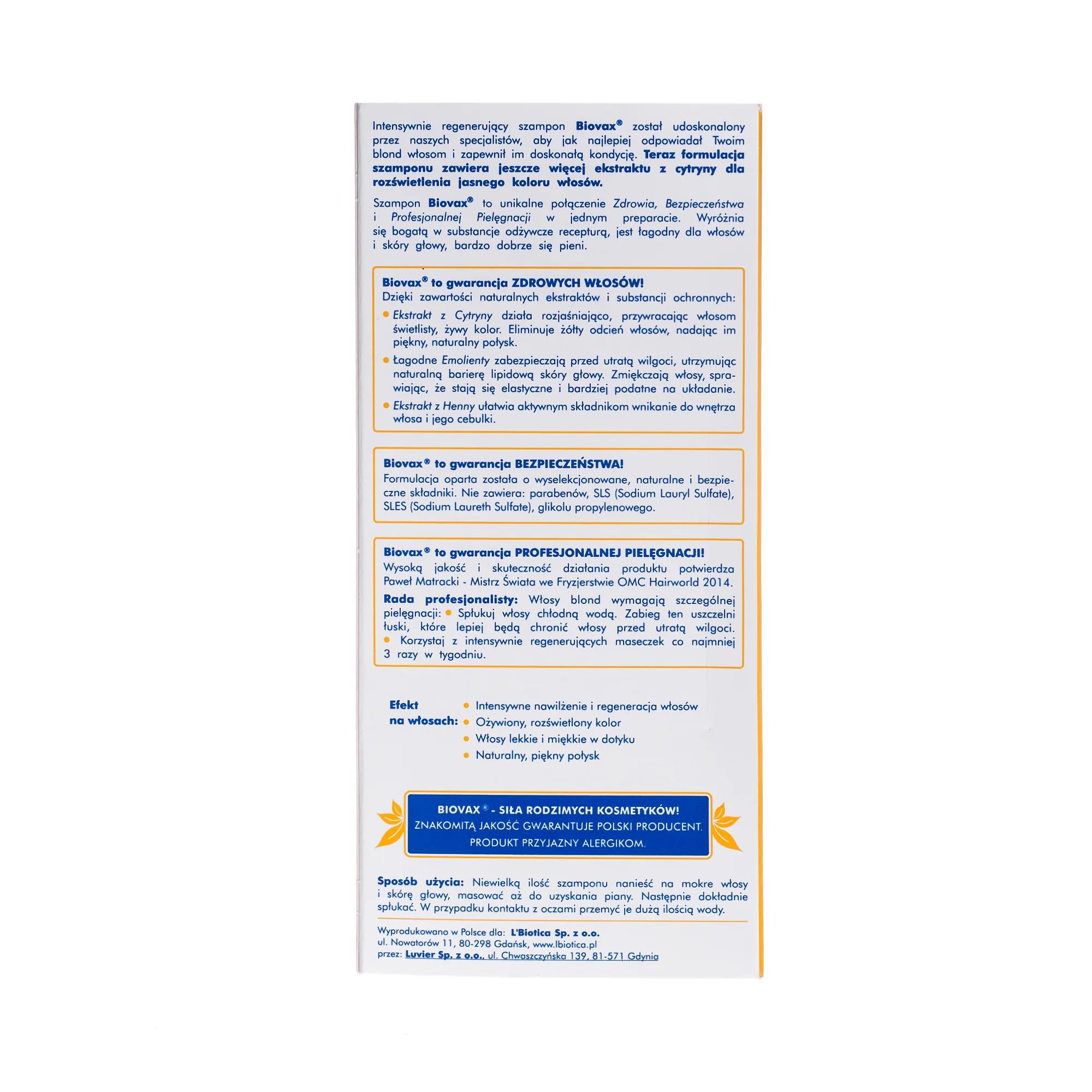 BIOVAX, szampon intensywnie regenerujący do włosów blond, 200ml