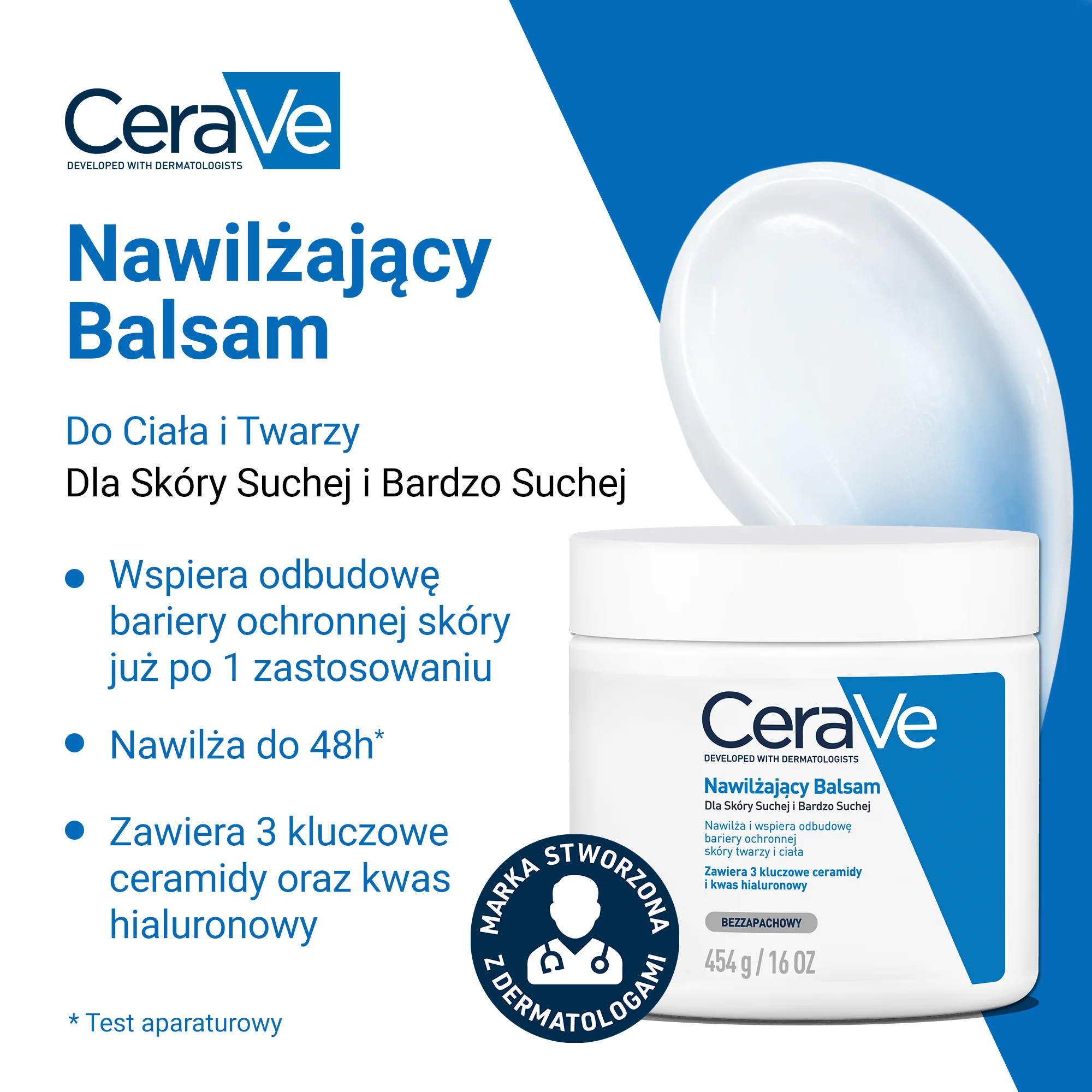 CeraVe balsam nawilżający do twarzy i ciała z ceramidami, 454 g