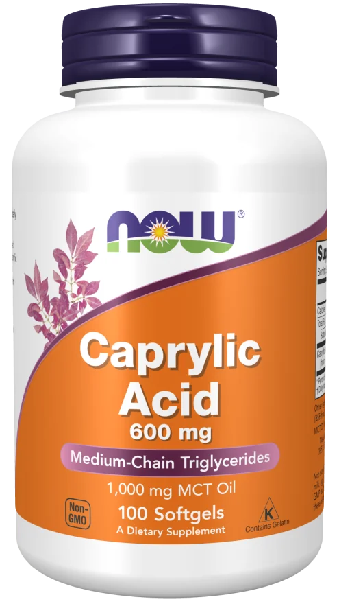 Now Foods Kwas kaprylowy 600 mg 100 kapsułek