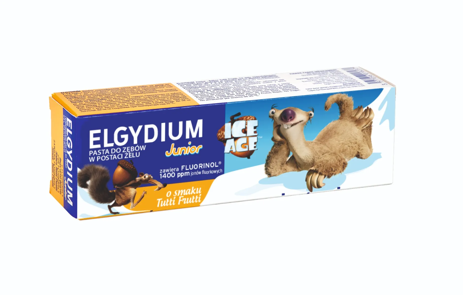 Elgydium Junior Ice Age, pasta do zębów w postaci żelu, tutti - frutti, 50 ml
