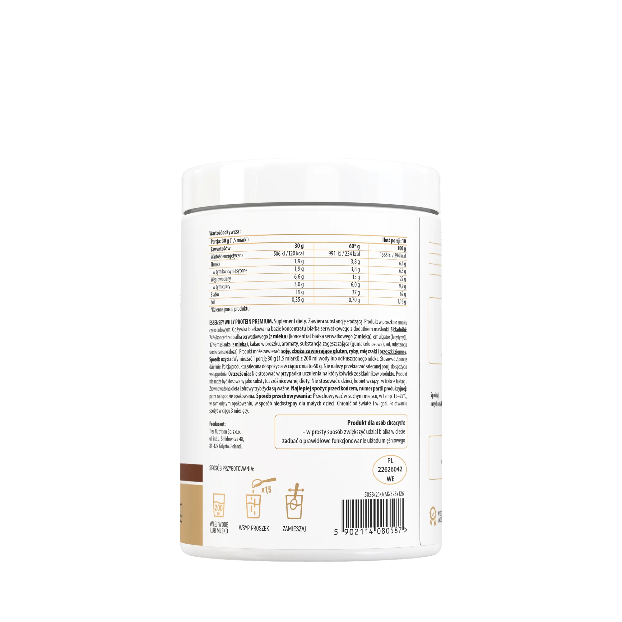 Essensey Whey Protein Premium o smaku czekoladowym, proszek, 300 g