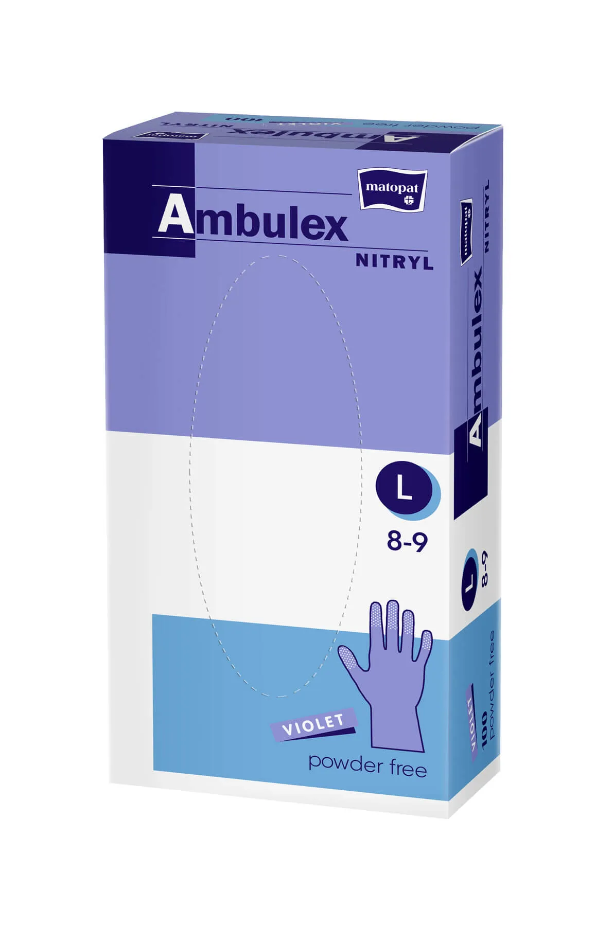 Ambulex Nitryl, rękawice zabiegowe bezpudrowe, niejałowe, rozmiar L, fioletowe, 100 sztuk