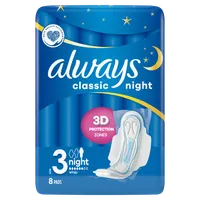 Always Classic Night Podpaski ze skrzydełkami na noc, 8 szt.