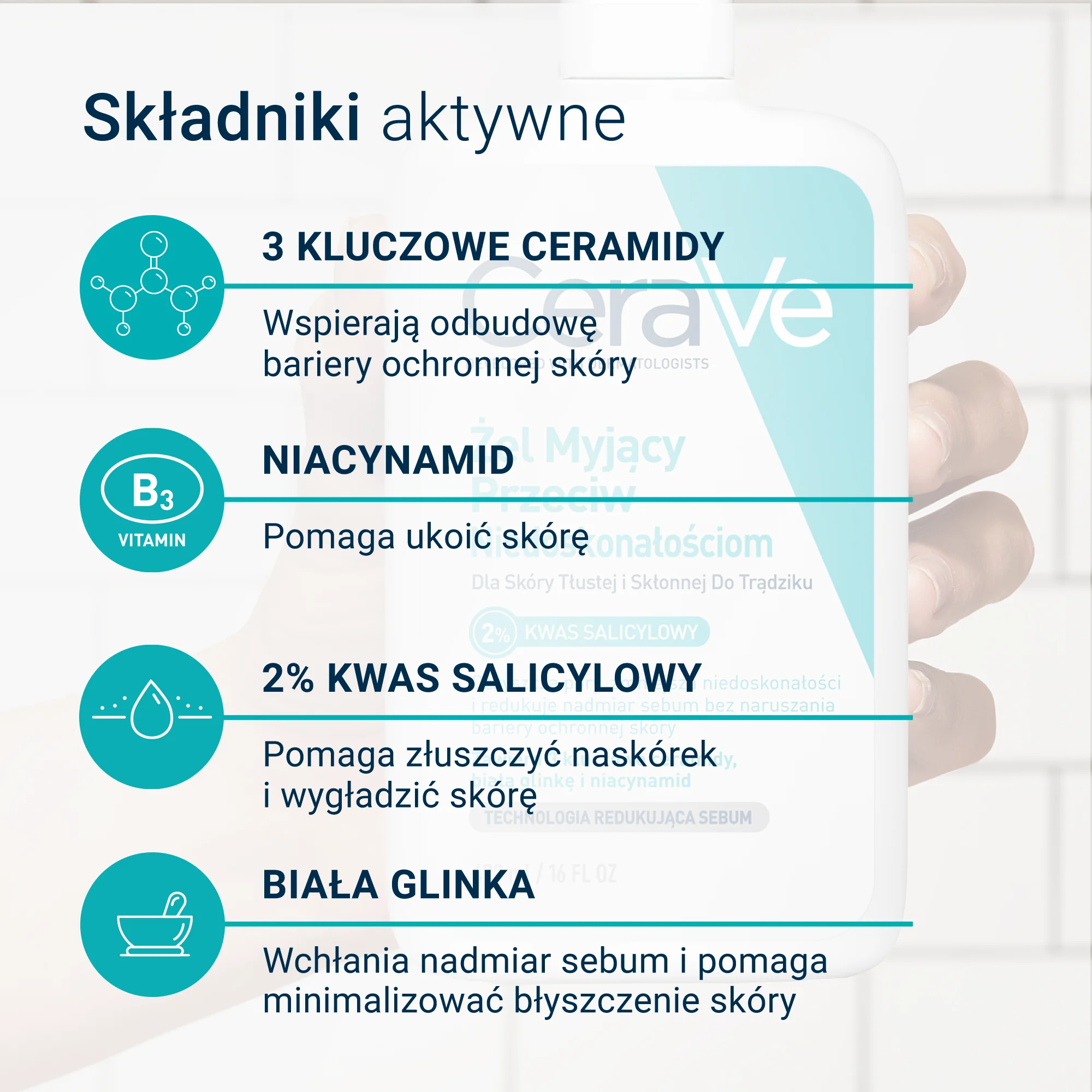 CeraVe żel myjący przeciw niedoskonałościom, 473 ml