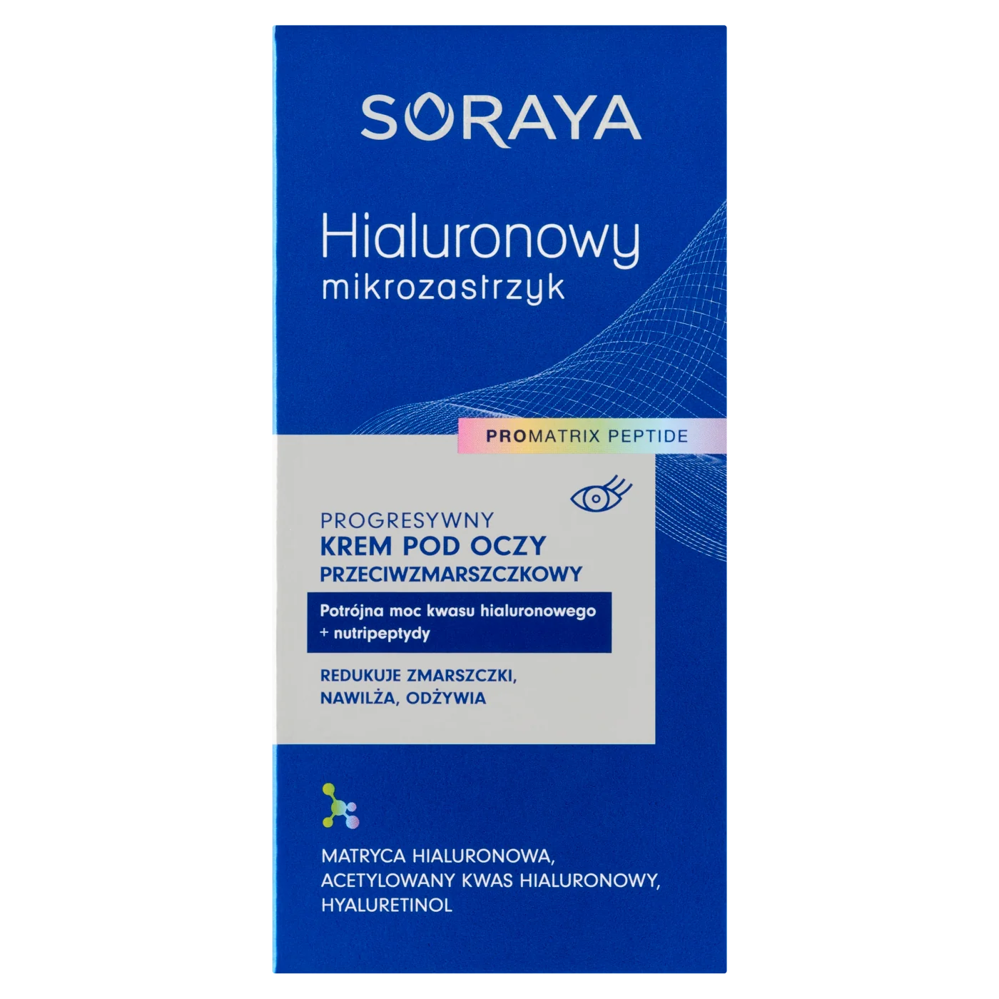 Soraya Hialuronowy Mikrozastrzyk progresywny krem pod oczy przeciwzmarszczkowy, 15 ml