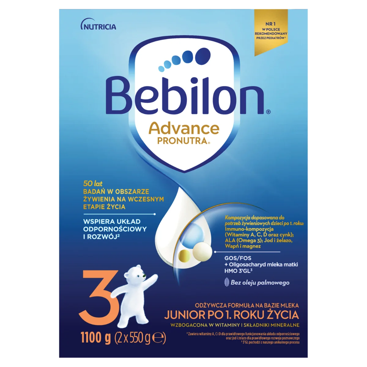 Bebilon 3 Pronutra Advance, mleko modyfikowane po 1. roku życia, 1100 g