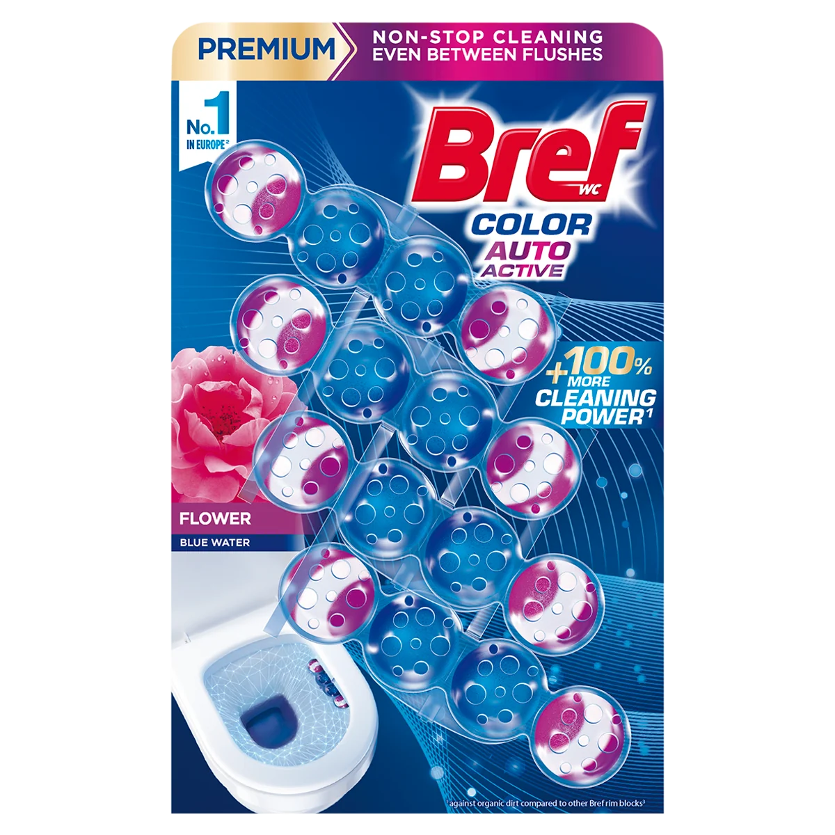 Bref WC Color Auto Active Flower zawieszka myjąco-zapachowa do WC, 4 x 50 g
