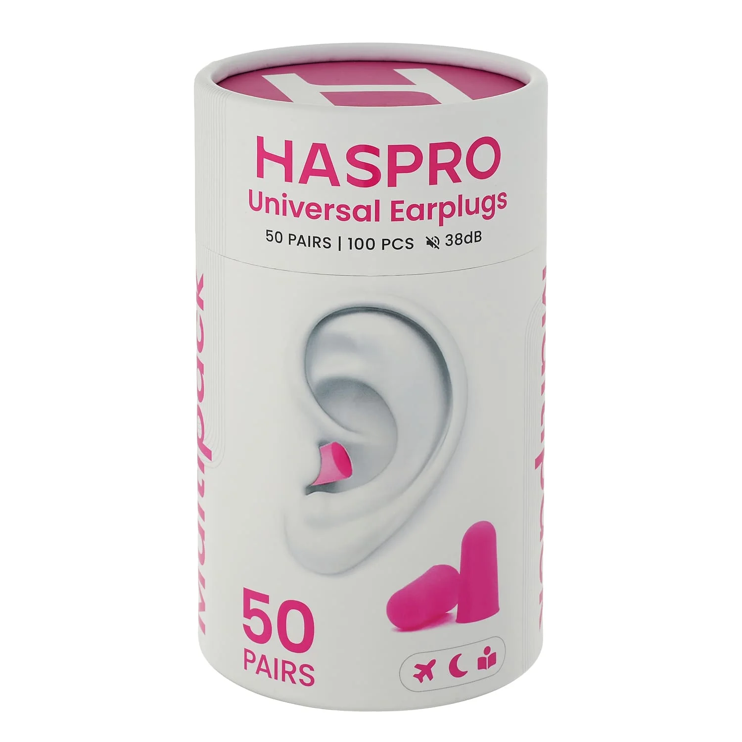 Haspro Tube50 stopery do uszu, kolor różowy, 50 par