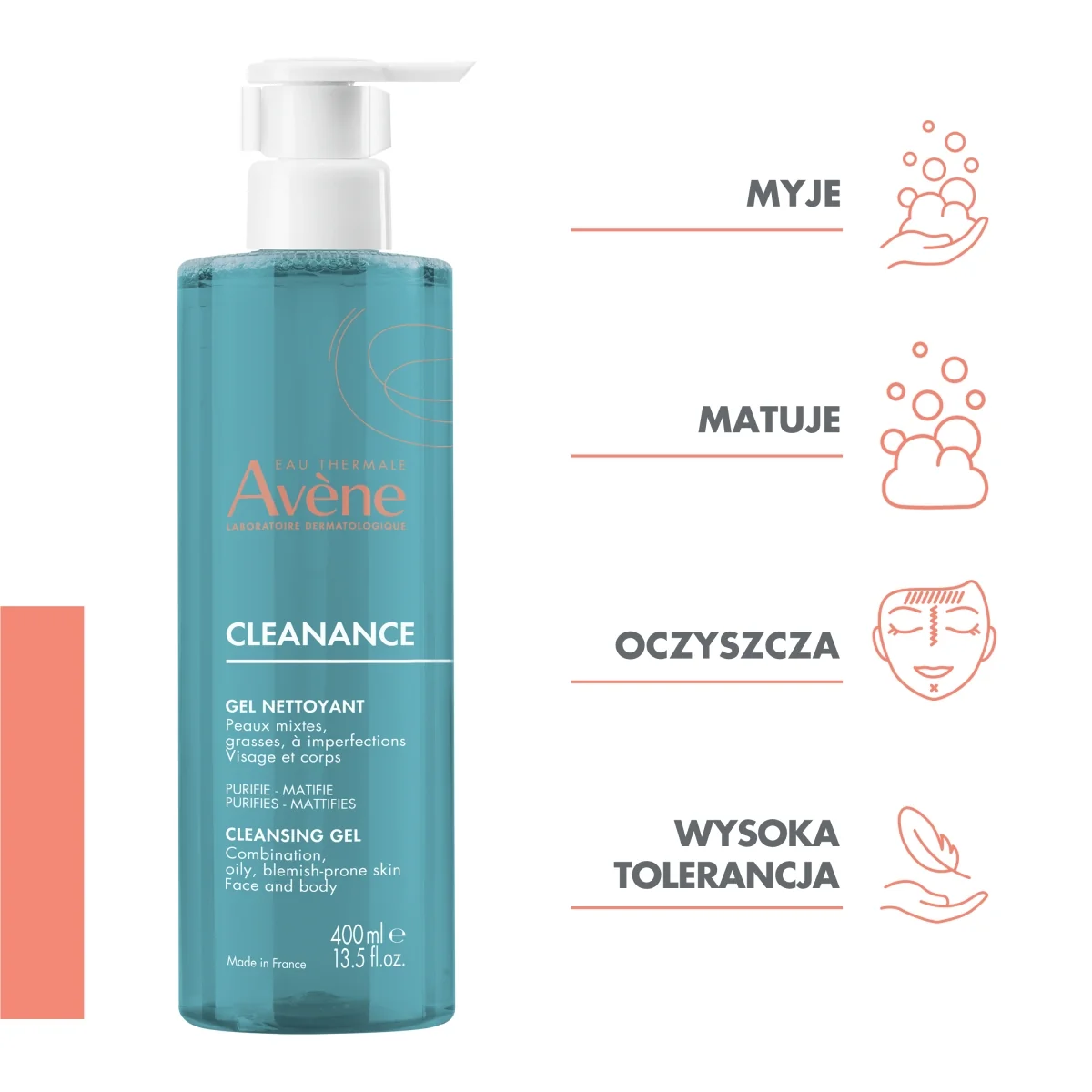 Avene Cleanance Gel żel oczyszczający, 400 ml