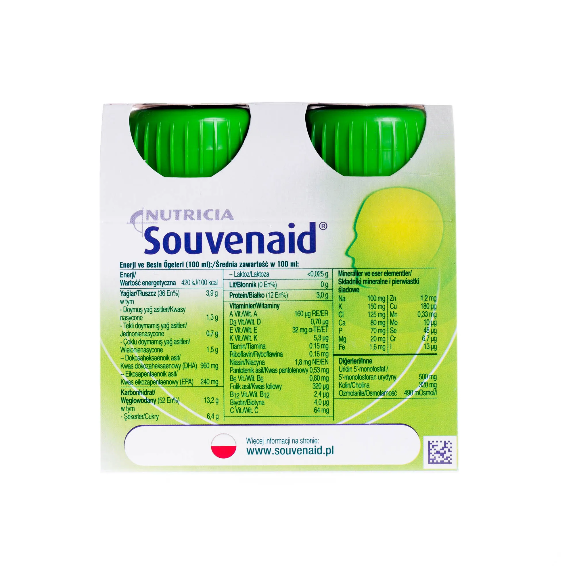 Nutricia Souvenaid opatentowana mieszanina składników odżywczych o smaku truskawkowym 4x125 ml