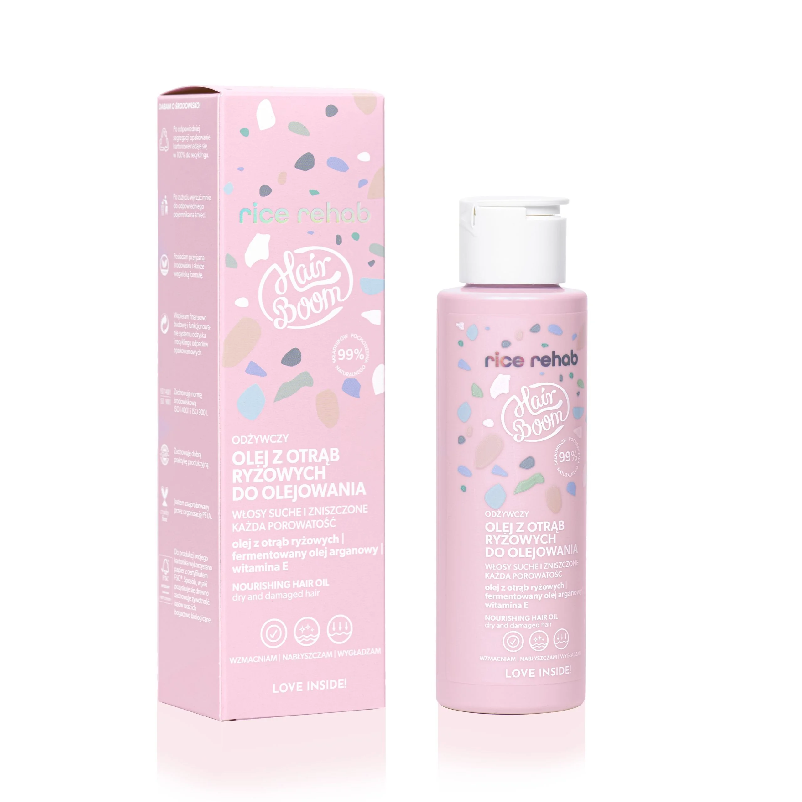 HairBoom Rice Rehab odżywczy olej z otrąb ryżowych do olejowania włosów, 100ml