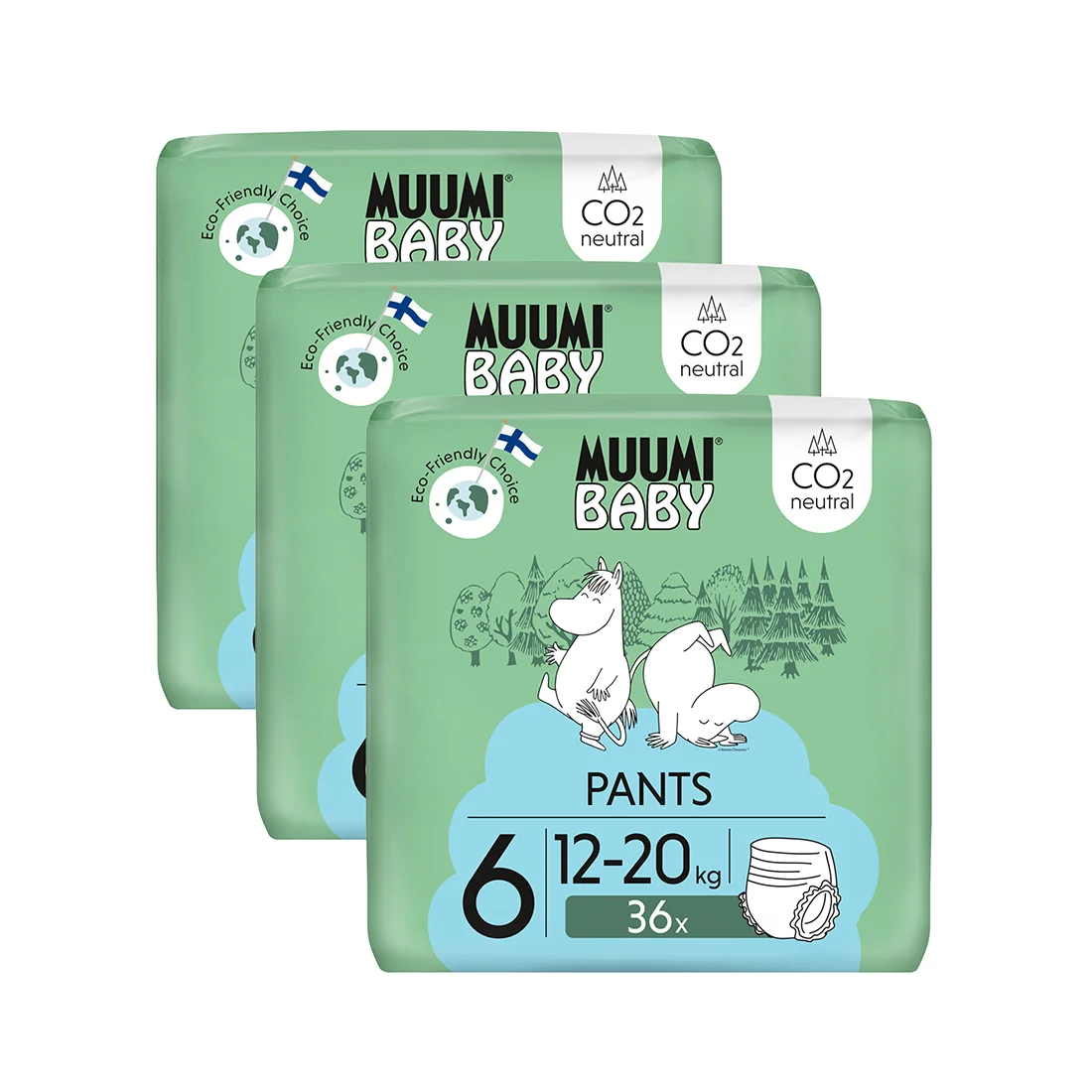 Muumi Baby Pants 6 Junior pieluszki 12-20 kg, 108 szt.