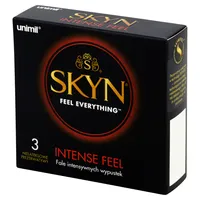 Unimil, Skyn Intense Feel, nielateksowe prezerwatywy z wypustkami, 3 sztuki