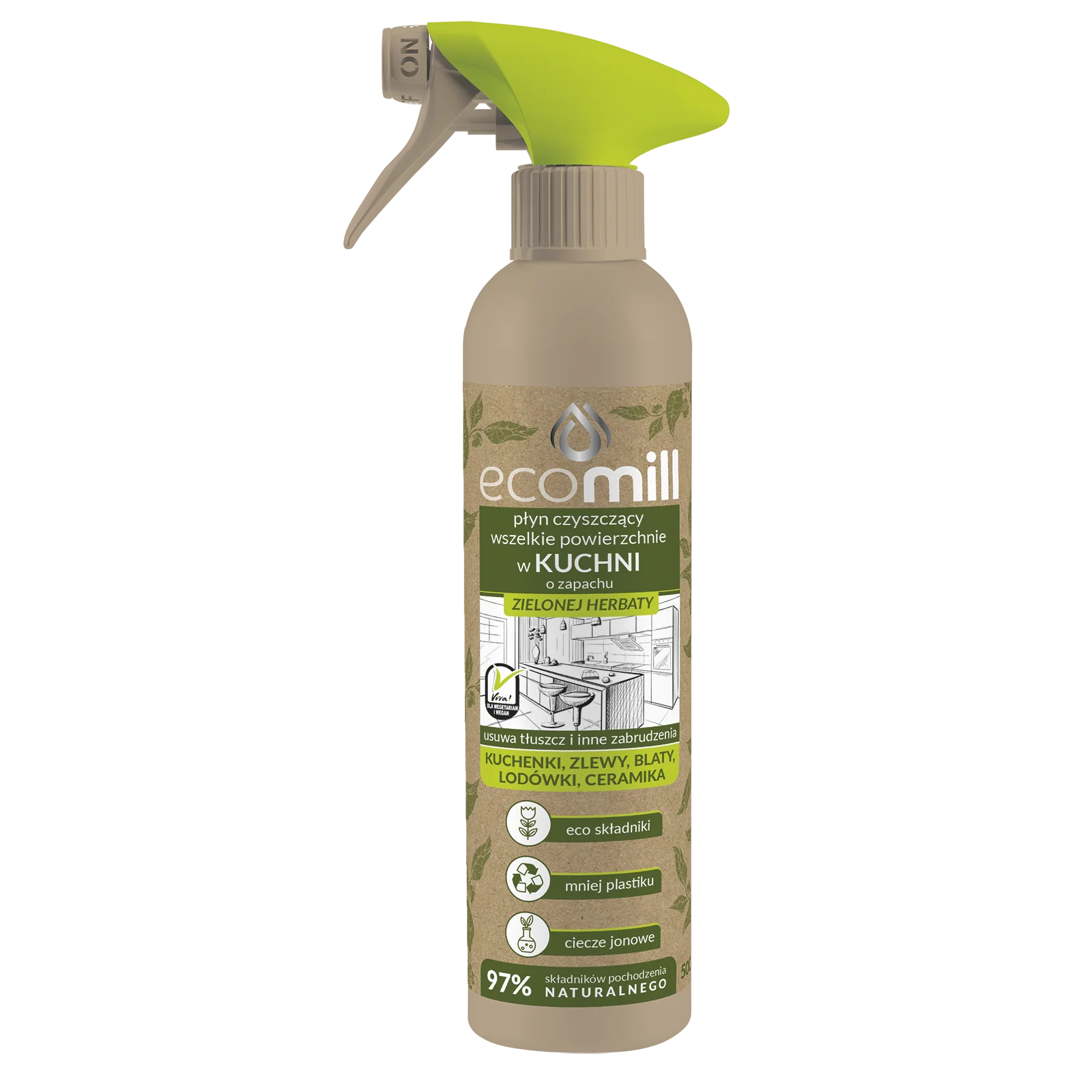 ECOMILL płyn do czyszczenia kuchni o zapachu zielonej herbaty, 500 ml