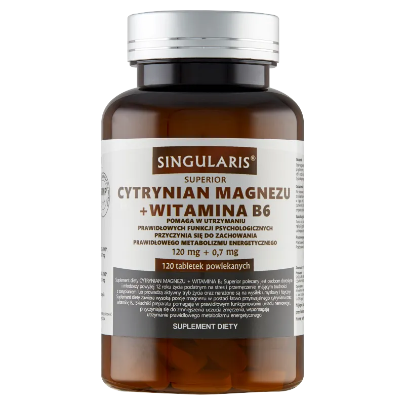 Singularis Superior Cytrynian magnezu + Witamina B6, suplement diety, 120 tabletek