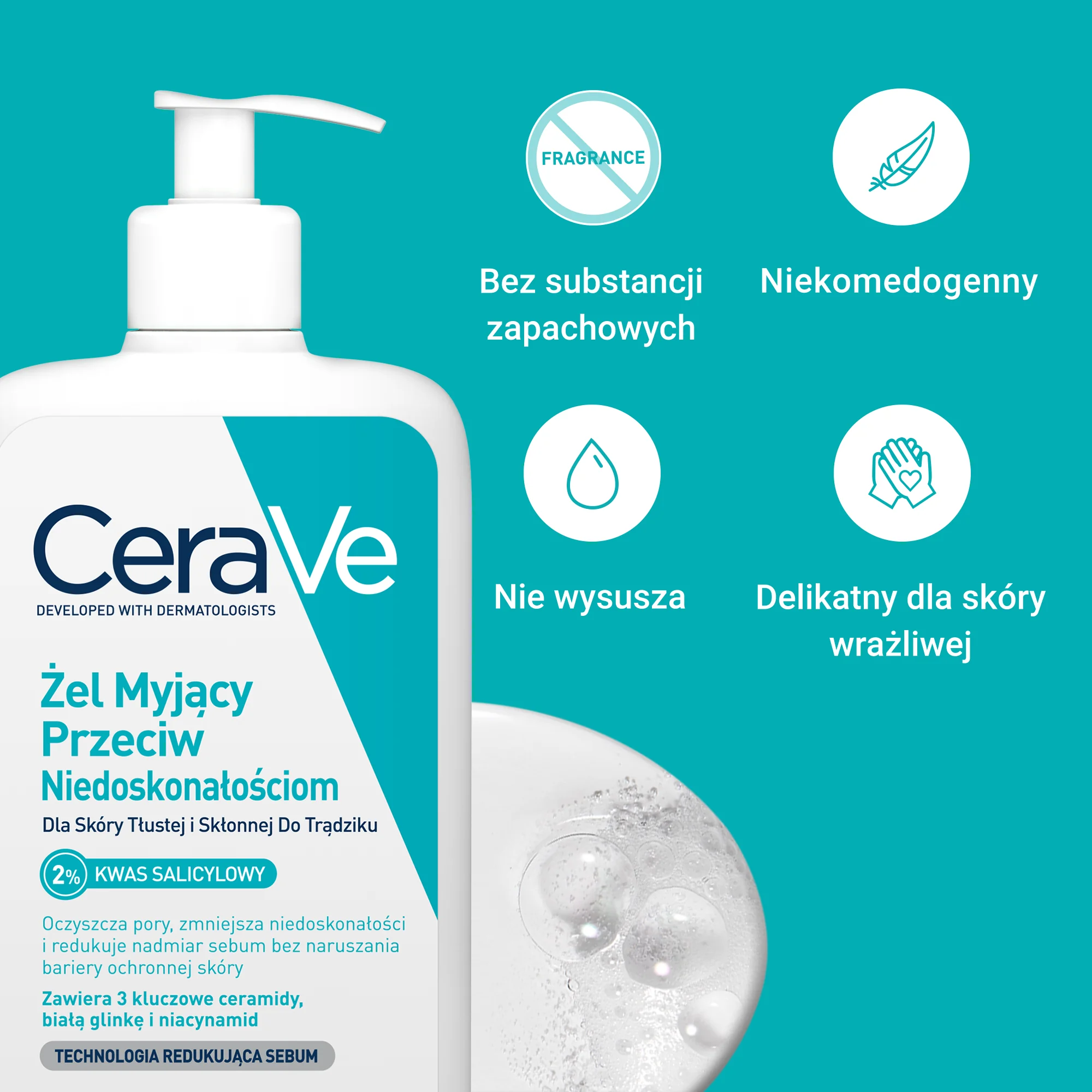 CeraVe żel myjący przeciw niedoskonałościom, 473 ml
