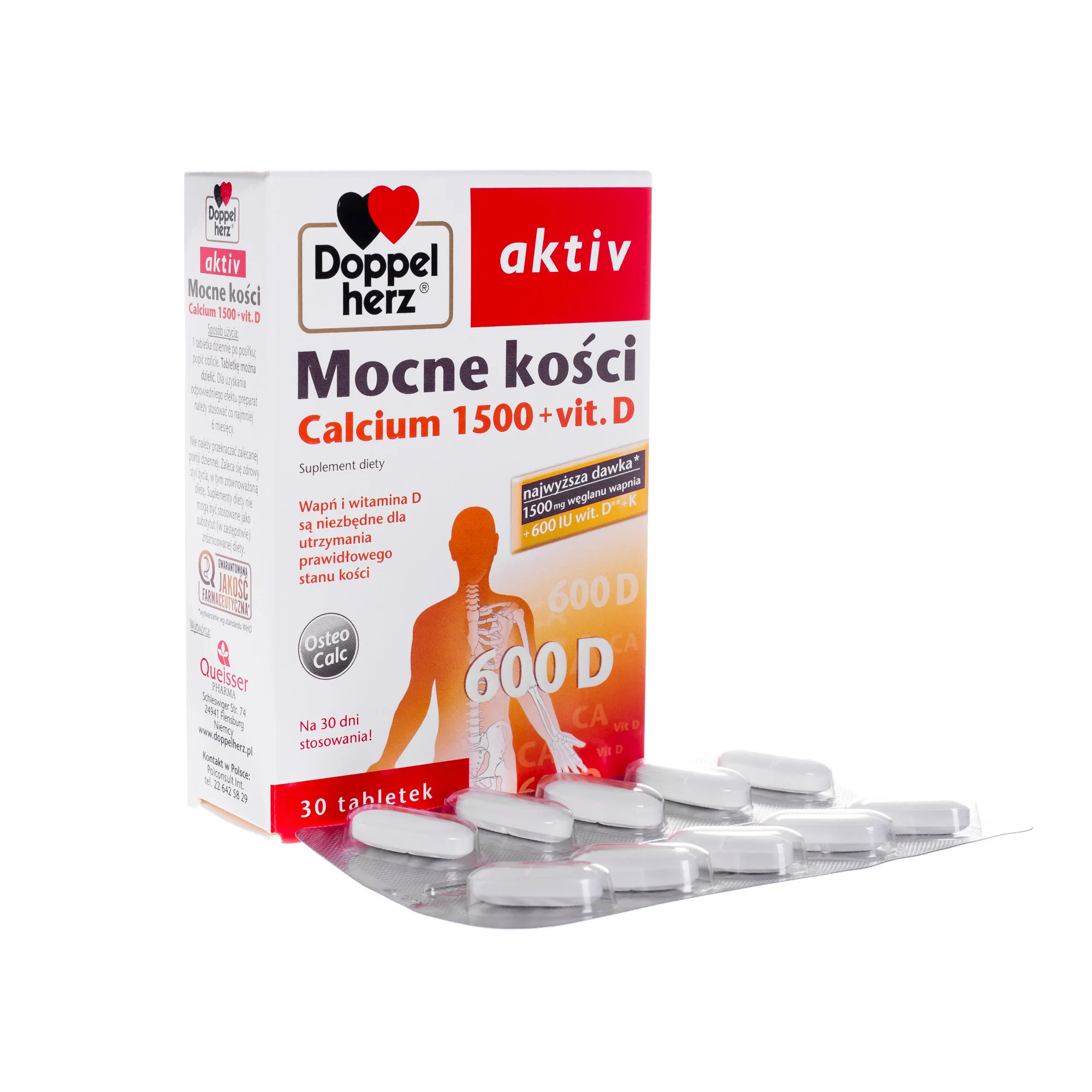 Doppelherz Aktiv, Mocne kości Calcium 1500 + vit. D