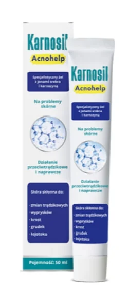 Karnosil Acnohelp specjalistyczny żel przeciwtrądzikowy z jonami srebra i karnozyną, 50 ml