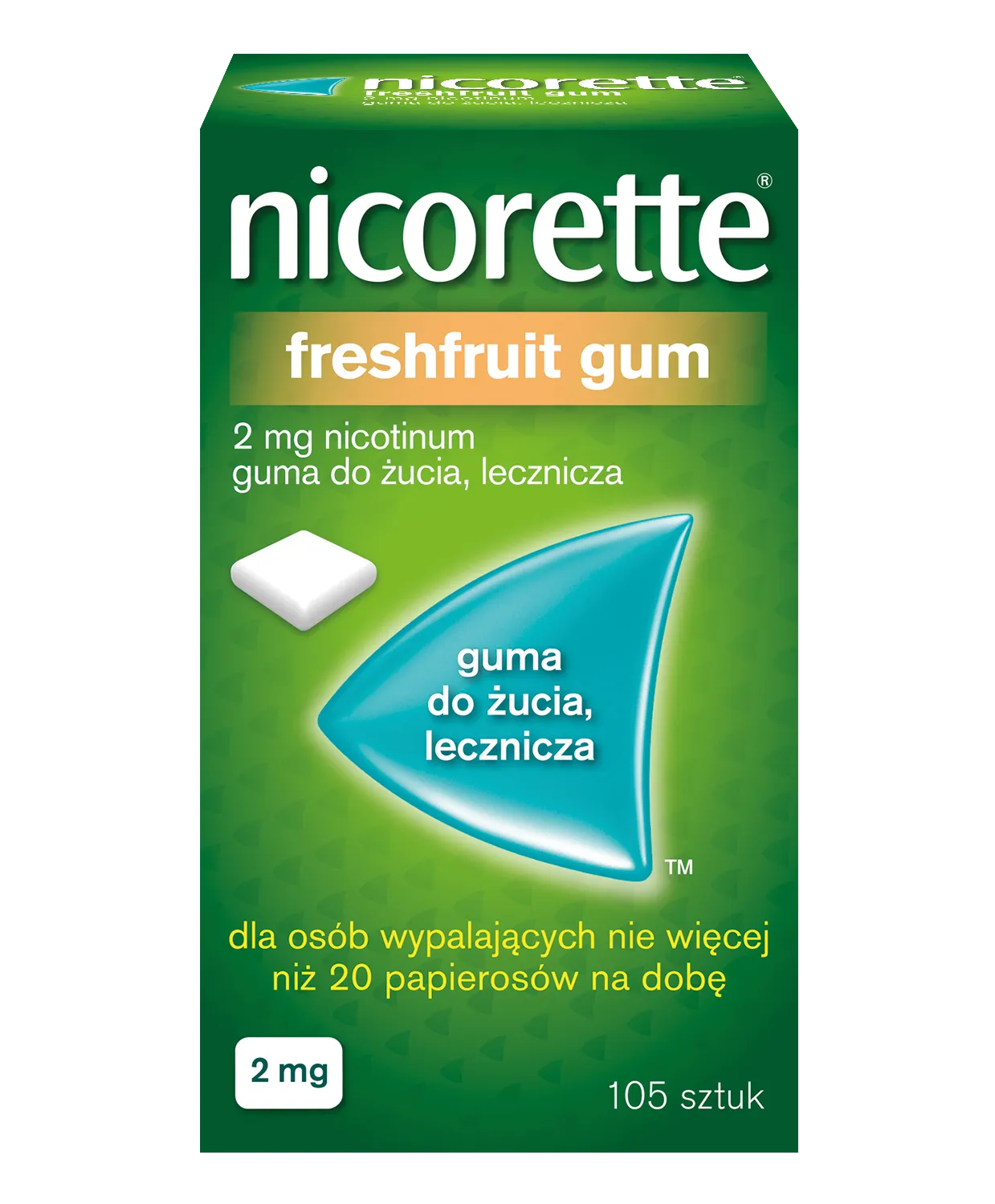 Nicorette FreshFruit Gum, 2 mg, 105 gum do żucia.