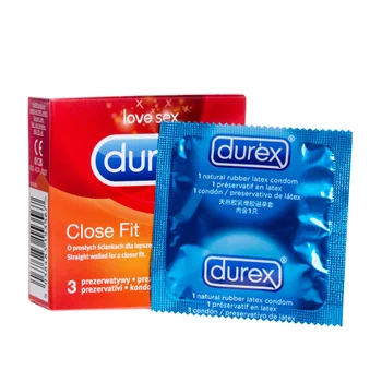 Durex Close Fit, o prostych ściankach, 3 prezerwatywy