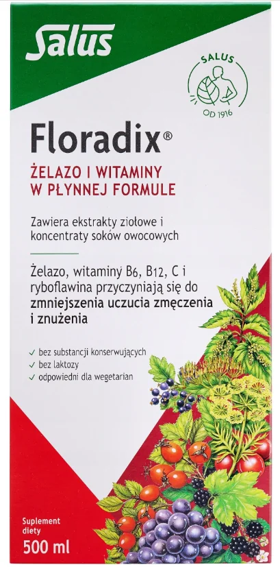 Floradix żelazo i witaminy w płynie, 500 ml