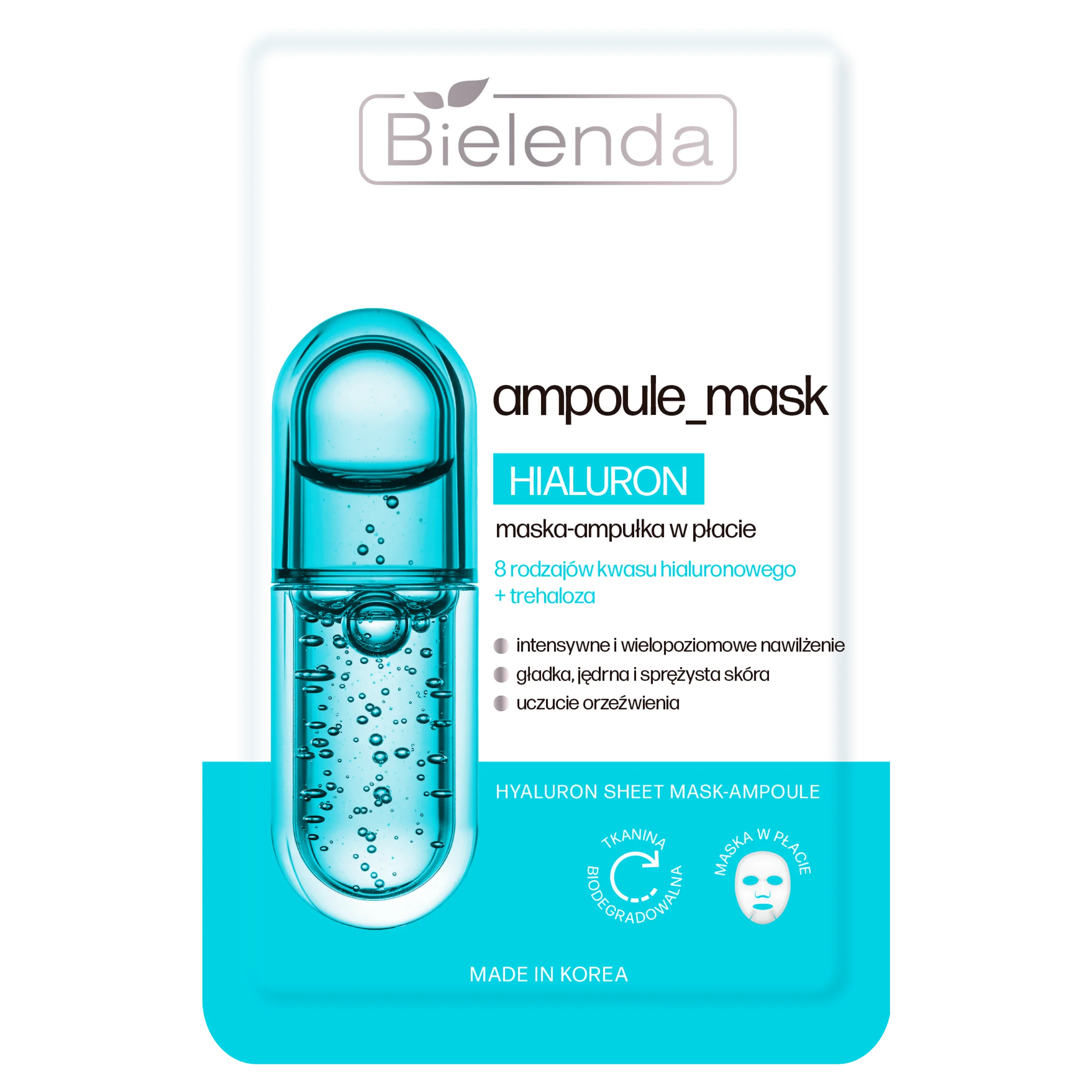 Bielenda Ampoule Mask Kwas Hialuronowy maska-ampułka w płacie, 1 sztuka