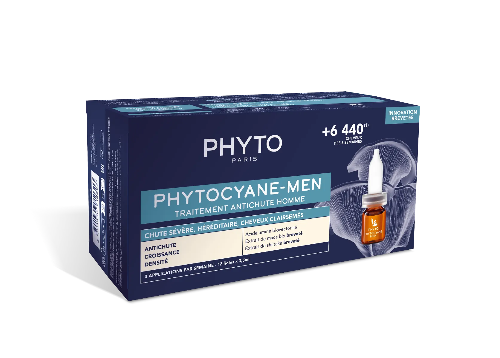 Phyto Phytocyane, kuracja przeciw postępującemu wypadaniu włosów dla mężczyzn, 12 × 3,5 ml