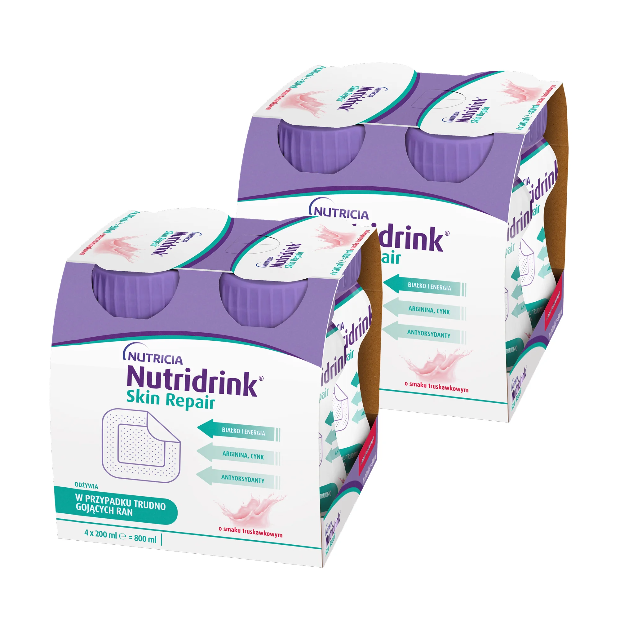 Nutridrink Skin Repair o smak truskawkowym, 2 x  4 x 200 ml