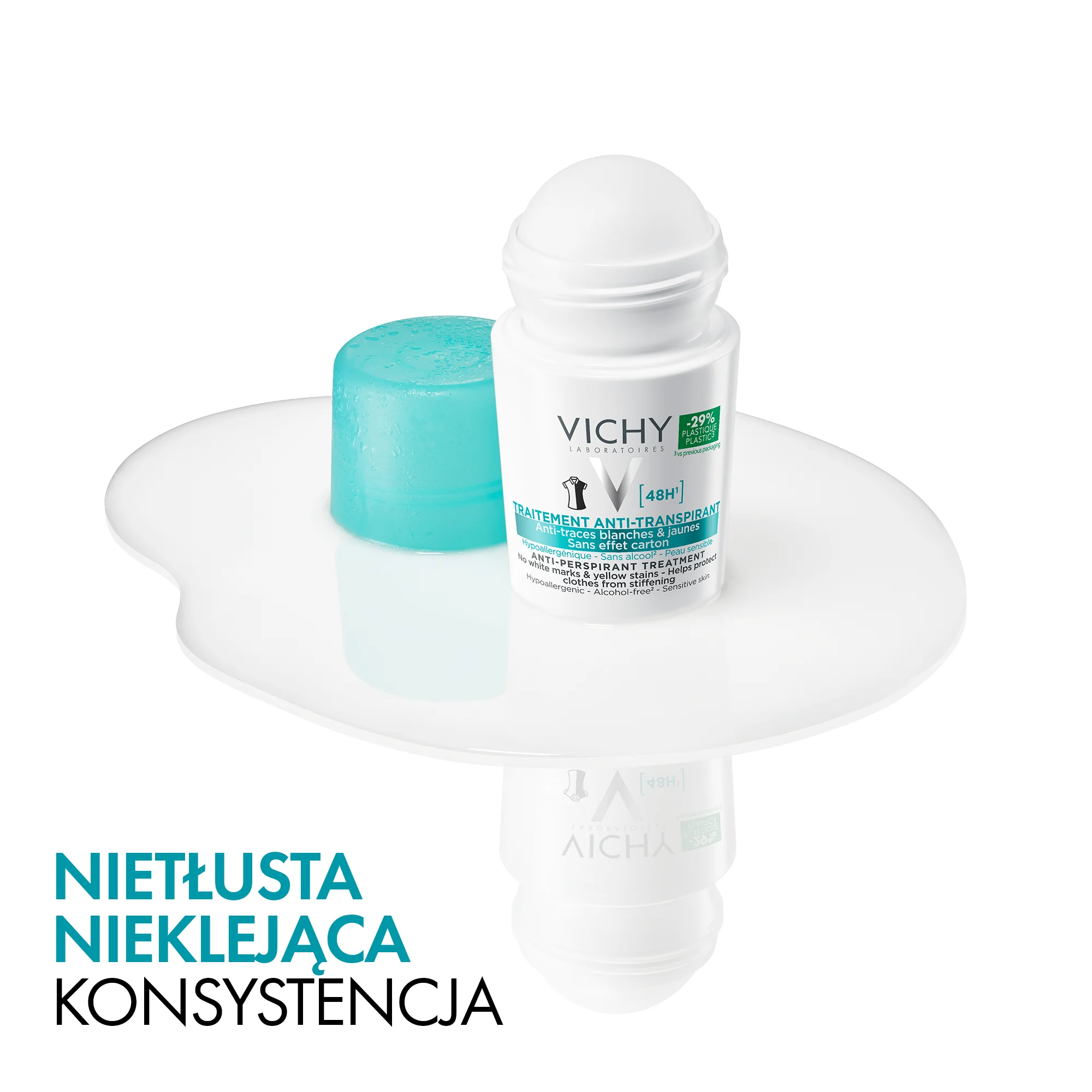 Vichy, antyperspirant roll-on 48h przeciw śladom na ubraniach, 50 ml