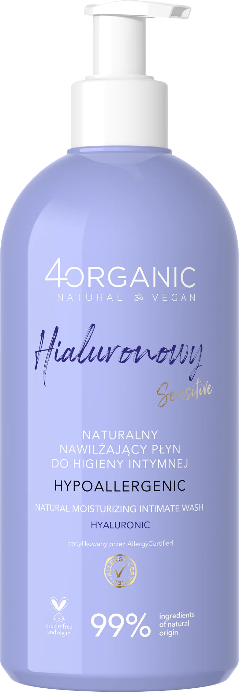4organic Hialuronowy naturalny płyn do higieny intymnej, 350 ml