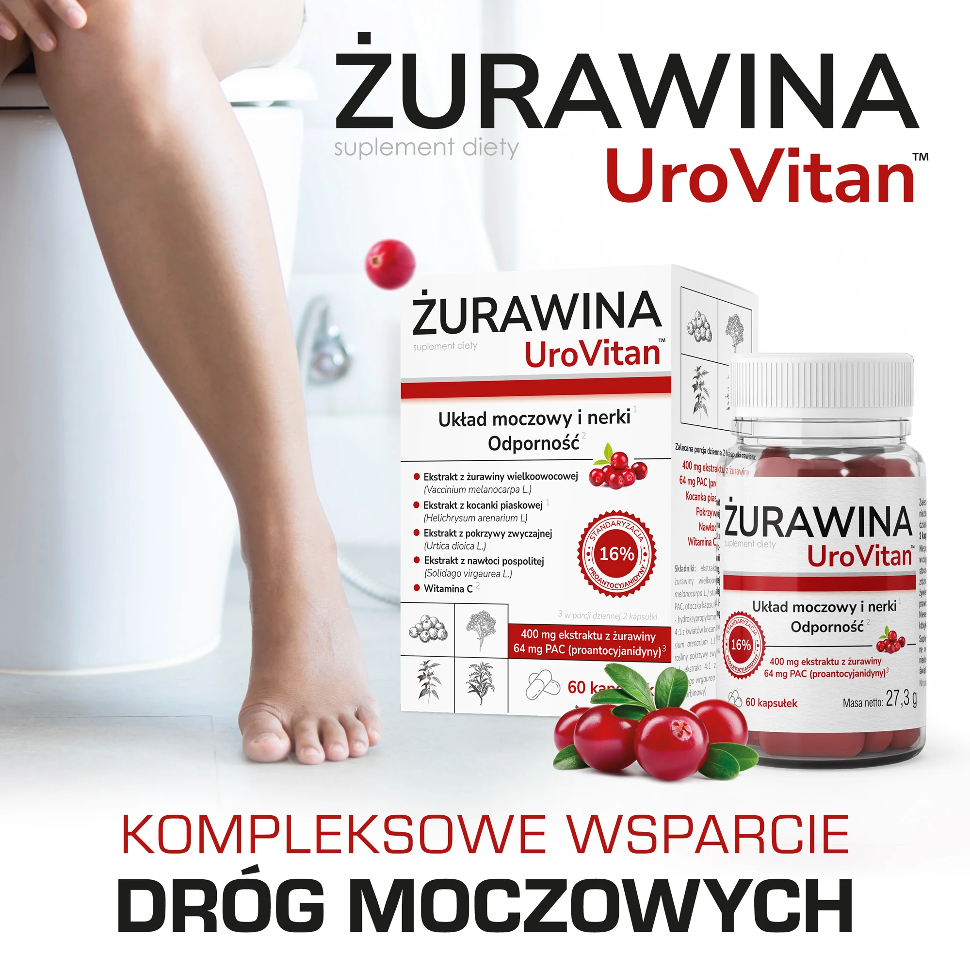 Domowa Apteczka Żurawina UroVitan 60 kapsułek