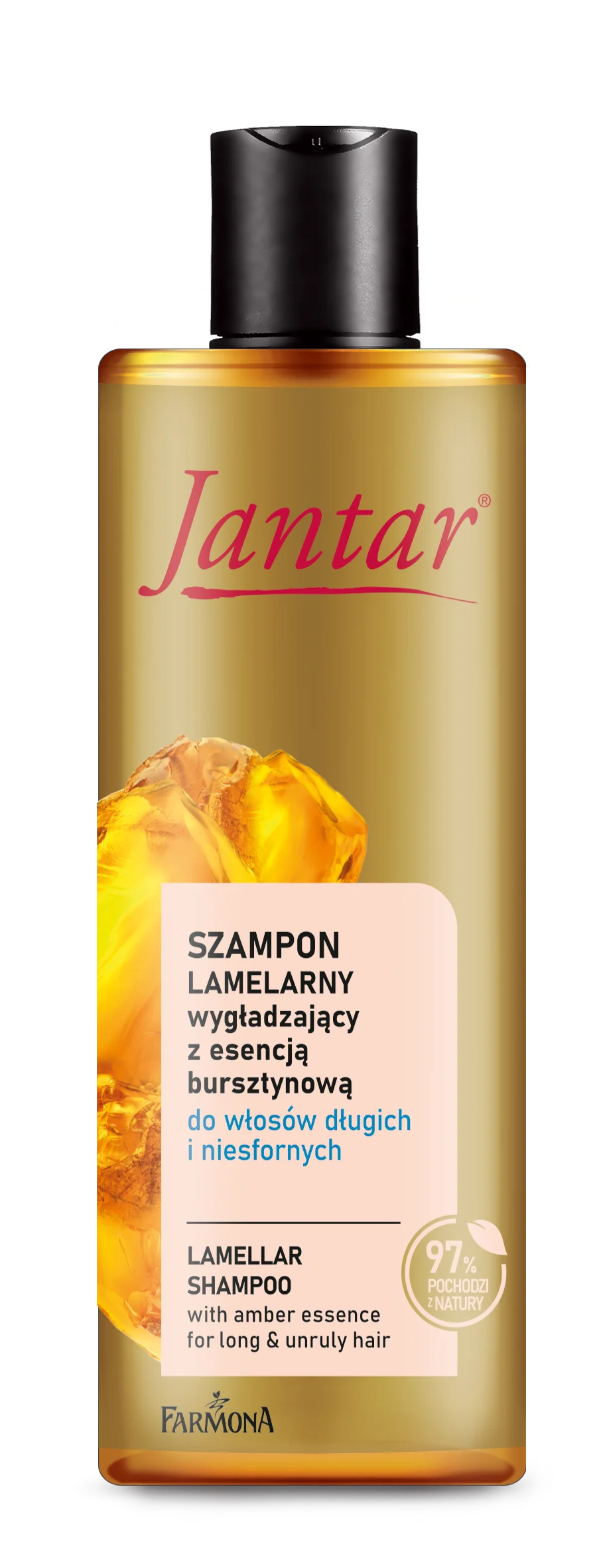 Jantar szampon lamelarny wygładzający z esencją bursztynową do włosów długich i niesfornych, 300 ml